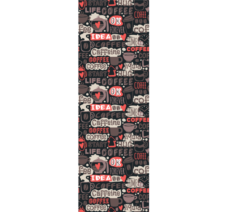 Cortina roller cocina patrón tipográfico café - TenVinilo