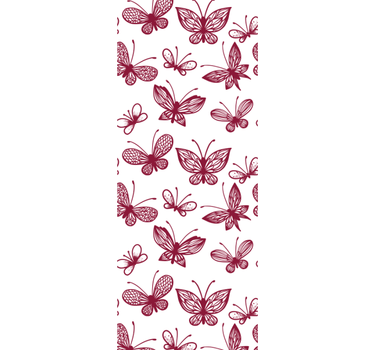 Cortina roller juvenil patrón elegante de mariposas rojas - TenVinilo