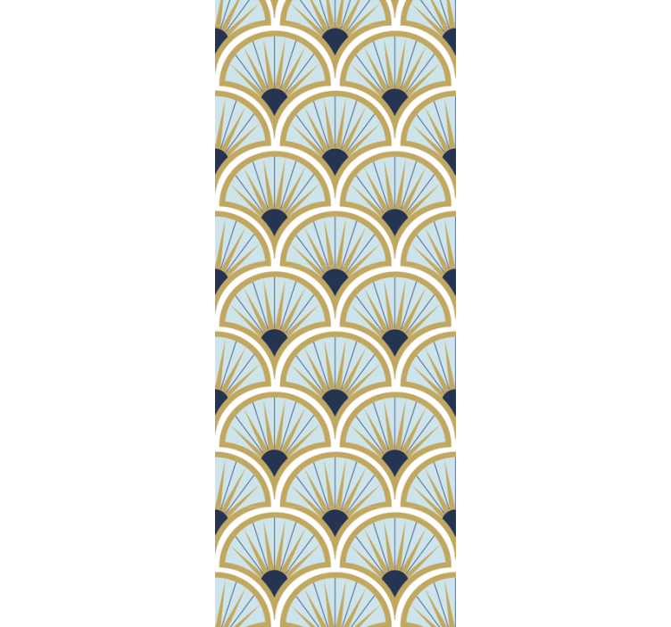 Cortina roller moderno con patrones de abanicos elegantes - TenVinilo
