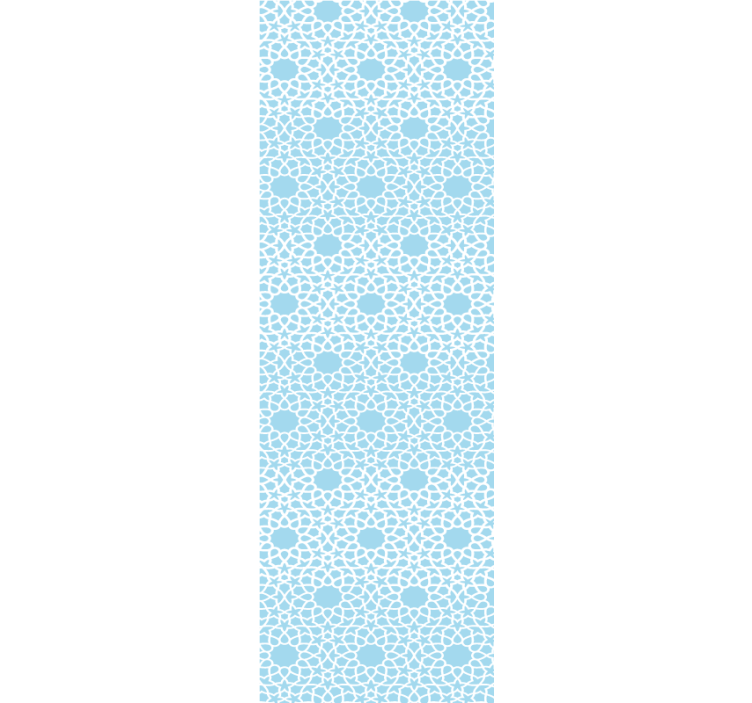 Cortina roller moderno patrón geométrico azul y blanco - TenVinilo