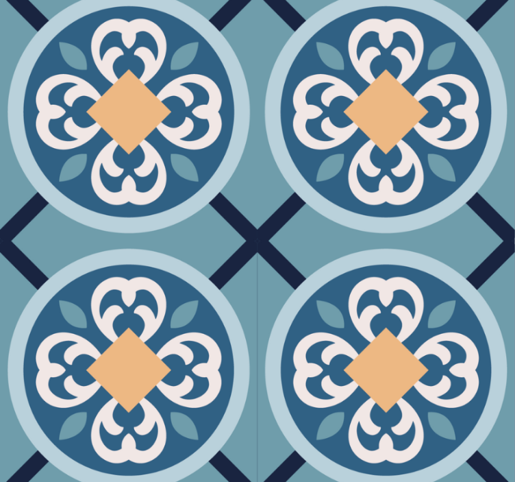 Cortina roller moderno azulejo portugués azul marino - TenVinilo