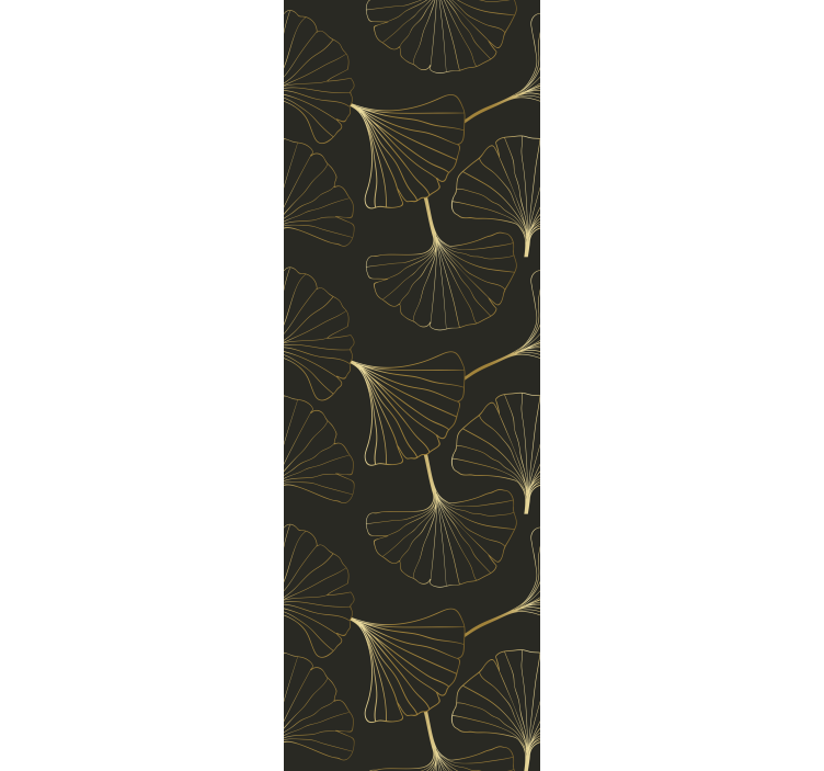 Cortina roller moderno hojas de ginkgo charcoal gold - TenVinilo