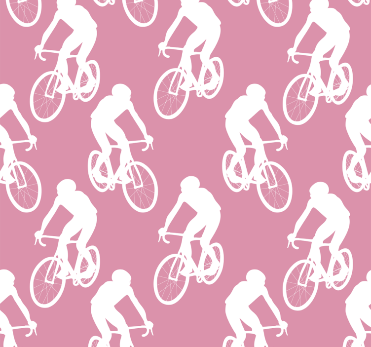 Cortina roller rosa patrón de ciclistas blancos - TenVinilo