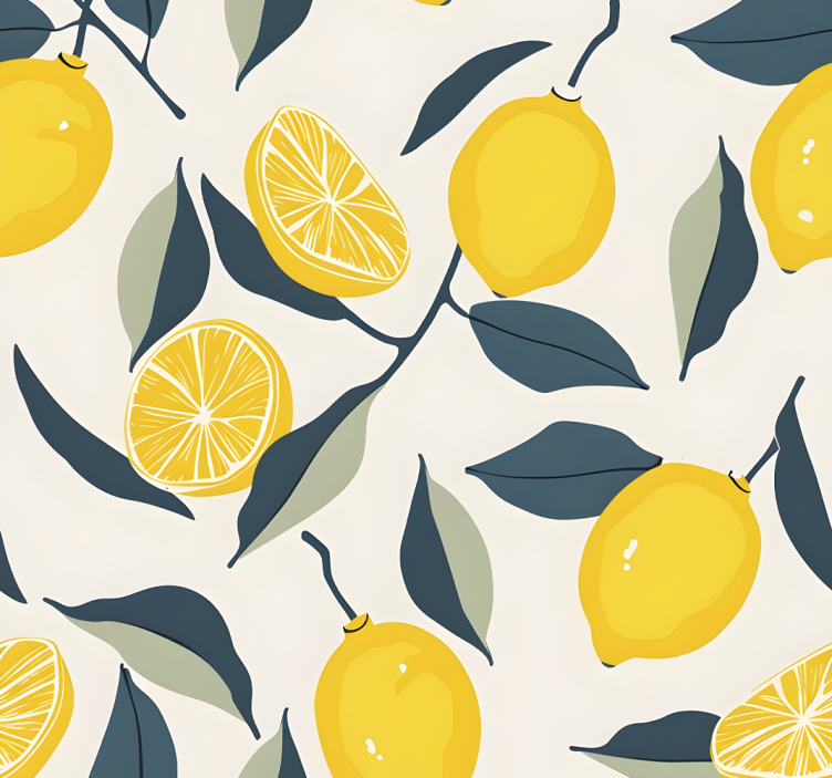 Cortina roller amarilla con diseño de limones - TenVinilo