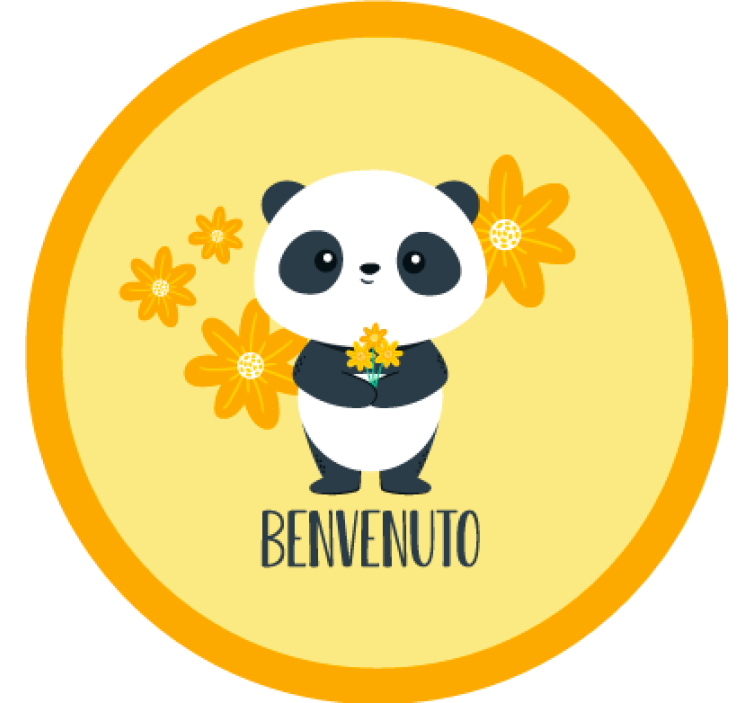 Cortina roller amarilla panda bienvenido a mi habitación - TenVinilo