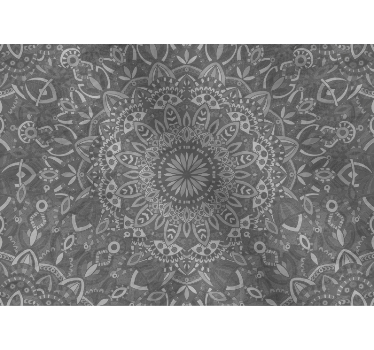 Cortina roller gris con patrón de mandala intrincado - TenVinilo