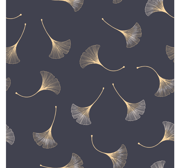 Cortina roller living comedor hoja de ginkgo azul y oro - TenVinilo