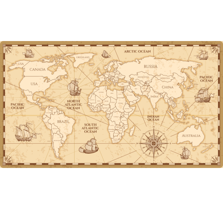 Cortina roller beige diseño mapa mundi vintage - TenVinilo