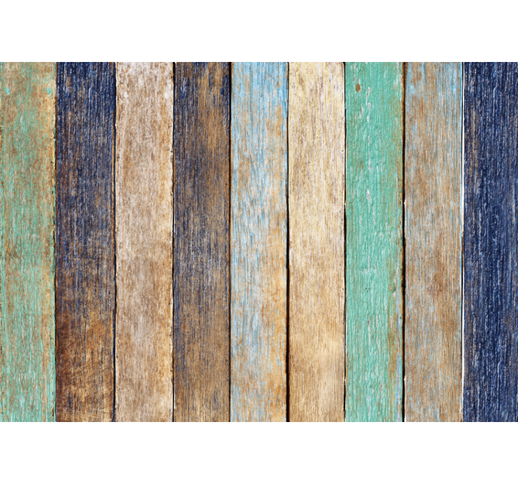 Cortina roller habitación tablones de madera coloridos - TenVinilo