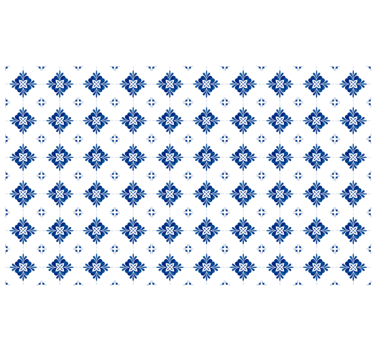 Cortina roller habitación azulejo azul vintage - TenVinilo