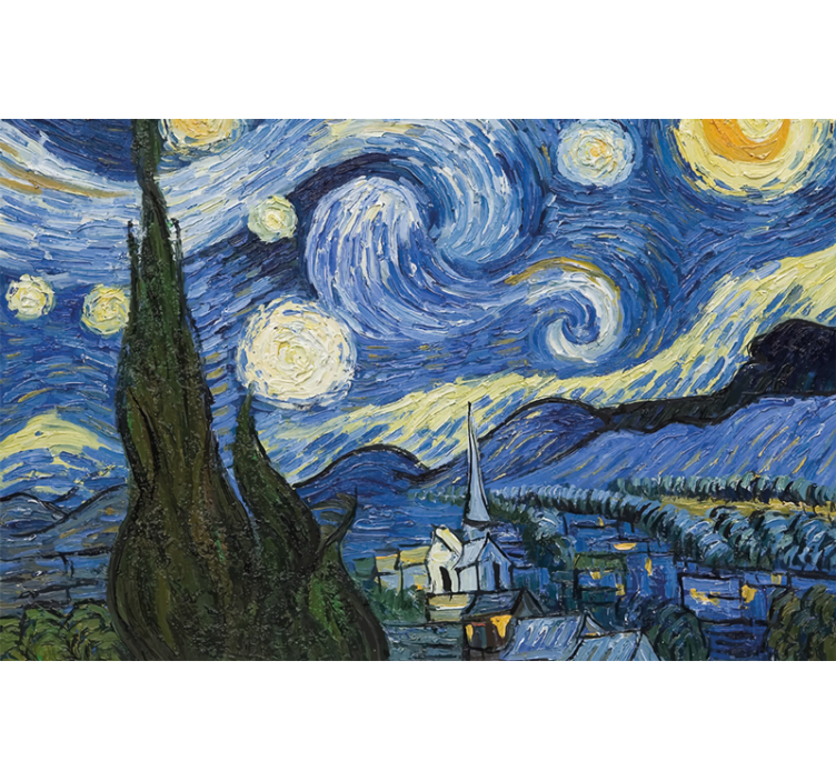 Cortina roller habitación noche estrellada de van gogh - TenVinilo