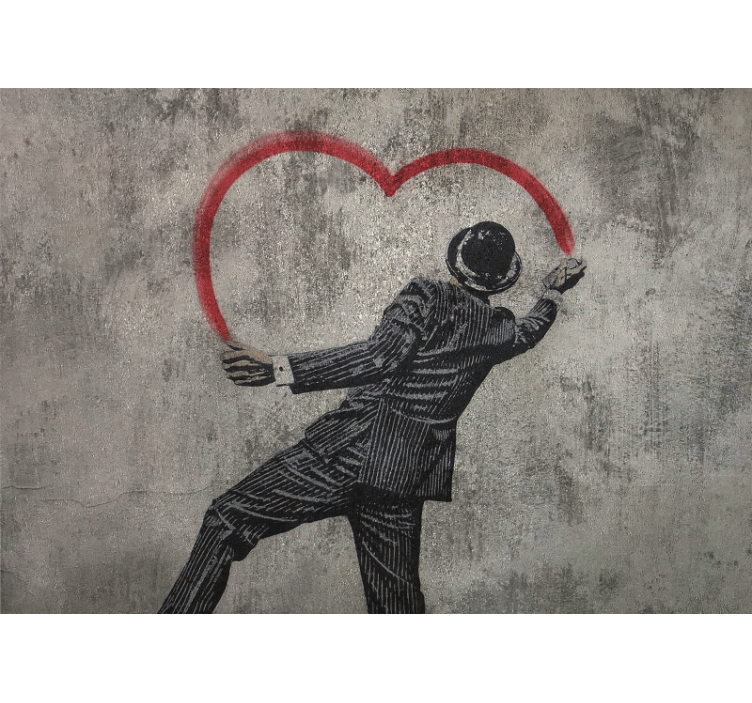 Cortina roller gris grafiti de corazón banksy - TenVinilo