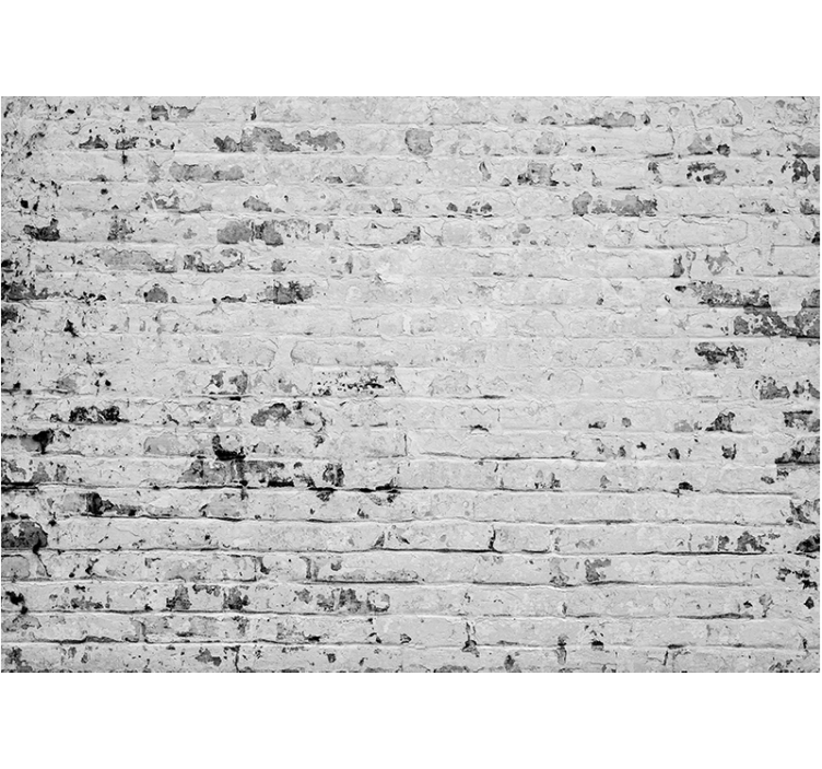 Cortina roller gris mural de ladrillo blanco desgastado - TenVinilo
