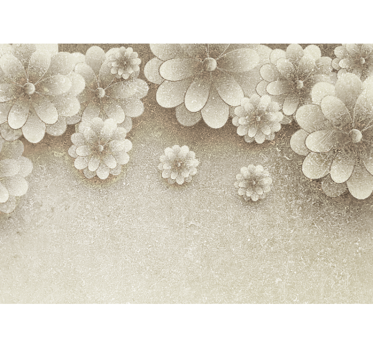 Cortina roller beige efecto flores 3d gris - TenVinilo