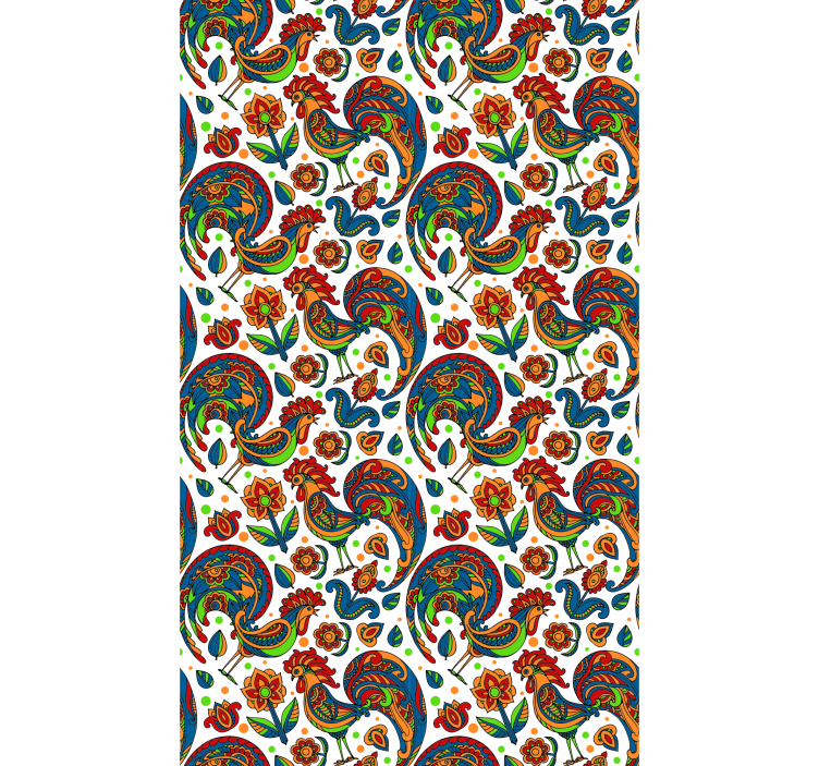 Estor floral Pollos de colores y polaco. - TenVinilo