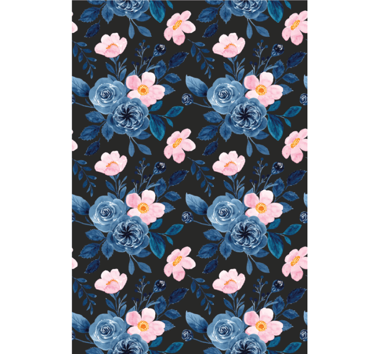 Cortina roller flores motivo floral azul - TenVinilo