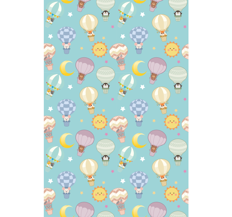 Cortina roller infantil globos aerostáticos y soles - TenVinilo