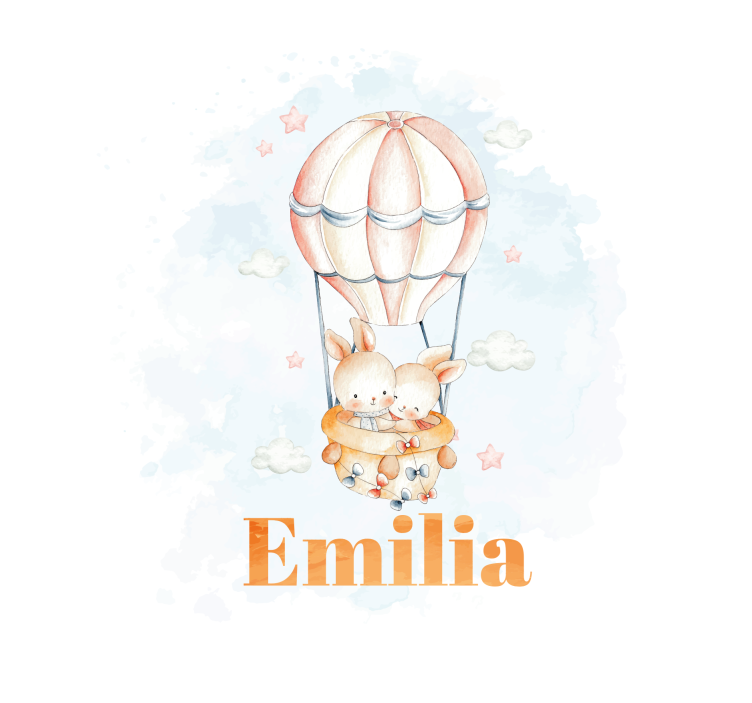 Estor con nombre infantil globos y animales pastel - TenVinilo