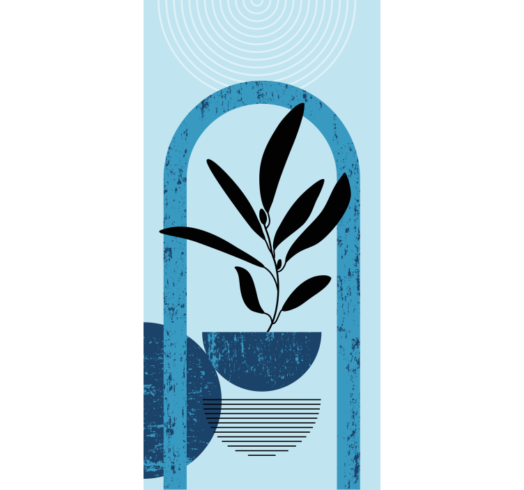 Cortina roller flores elegante planta en maceta azul - TenVinilo