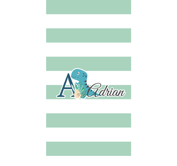 Cortina roller infantil dinosaurio rayado con nombre - TenVinilo