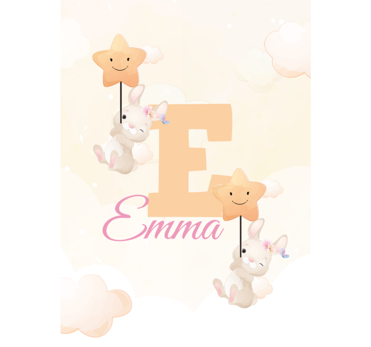 Cortina roller infantil conejitos con estrellas con nombre - TenVinilo