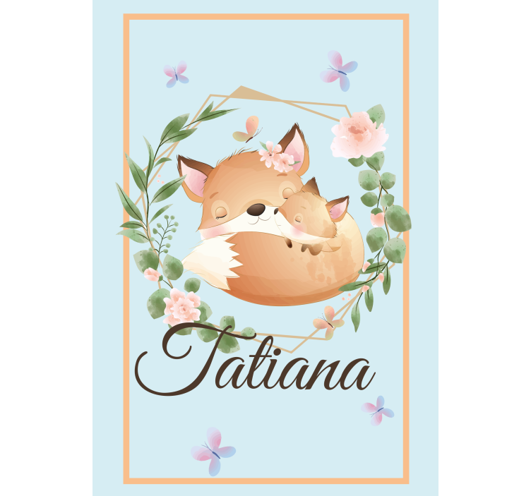 Estor bebé Animales lindos zorro con nombre - TenVinilo