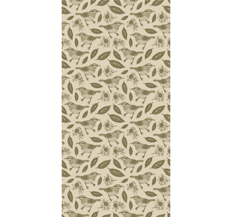 Estor enrollable beige patrón aves y plantas - TenVinilo
