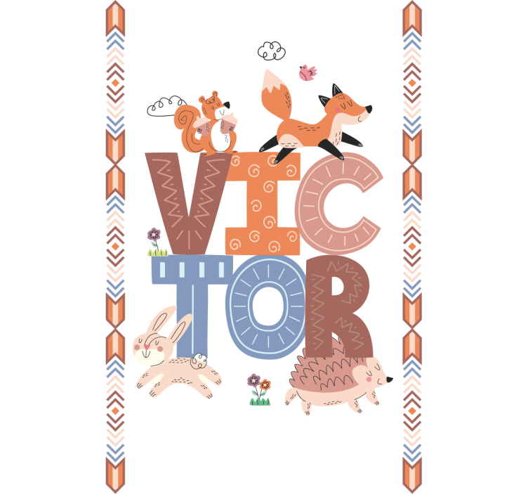 Cortina roller infantil animales del bosque con nombre - TenVinilo