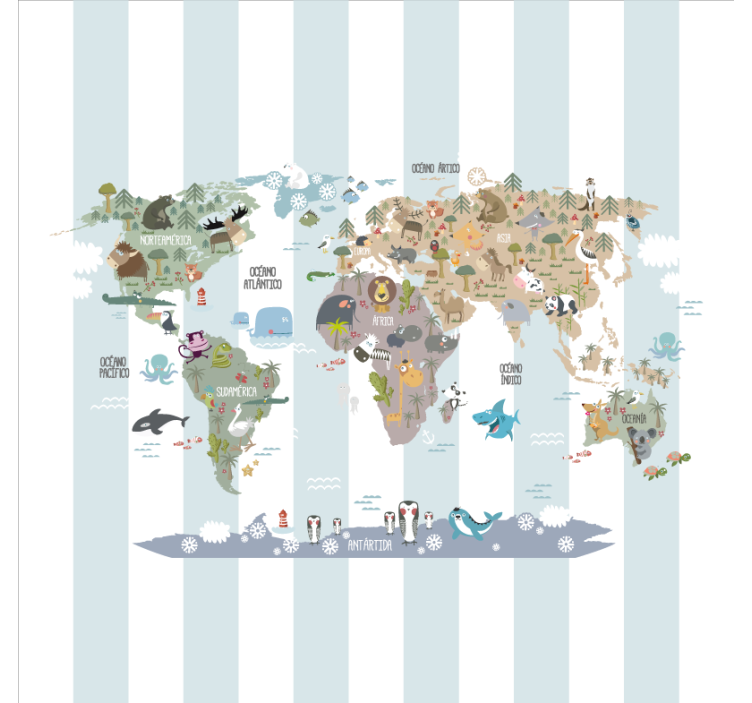 Estor bebé mapa mundial de fauna - TenVinilo