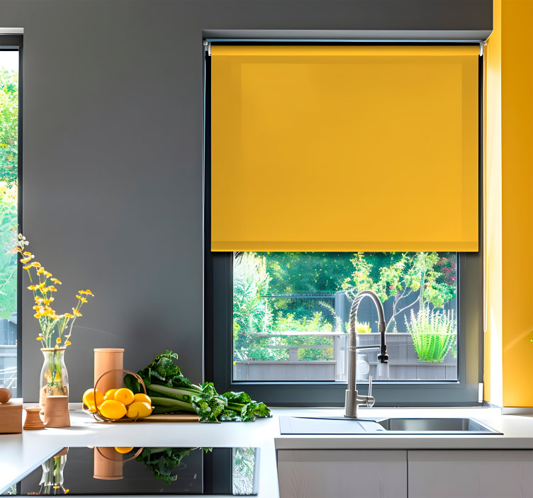 Cortina roller amarilla sombras de girasol - TenVinilo