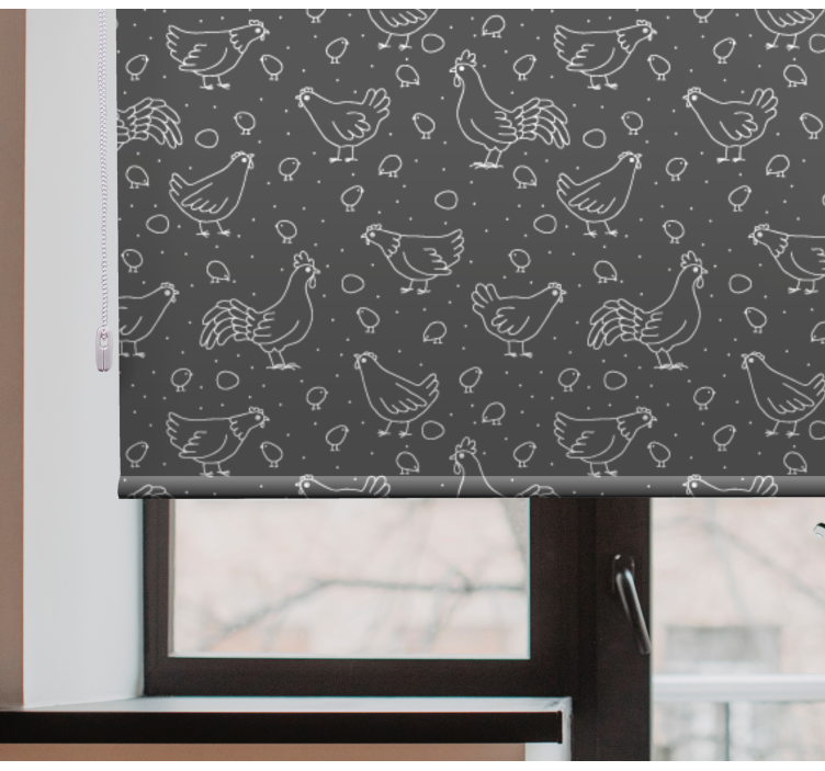 Cortina roller animales pollos y huevos - TenVinilo