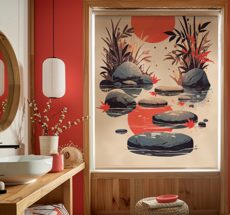 Cortina roller baño inspiración estilo japonés - TenVinilo