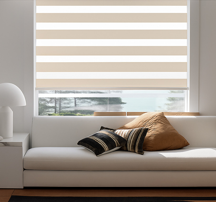 Cortina roller clásico crema y blanco horizontal - TenVinilo