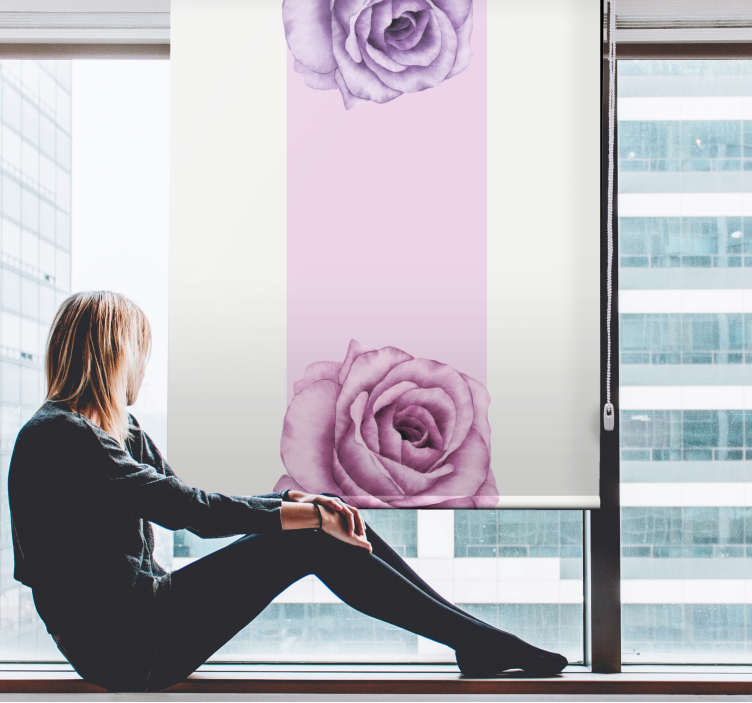 Cortina roller flores acento de rosa púrpura - TenVinilo