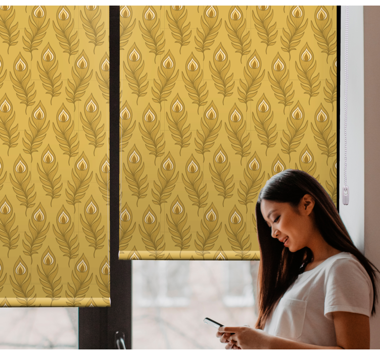 Cortina roller flores elegante motivo de follaje - TenVinilo