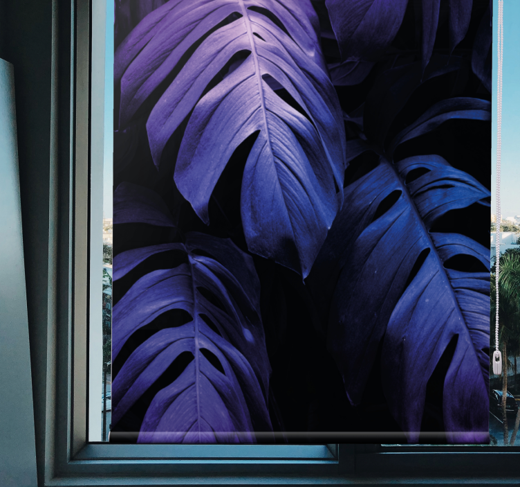 Cortina roller flores follaje de monstera deliciosa - TenVinilo