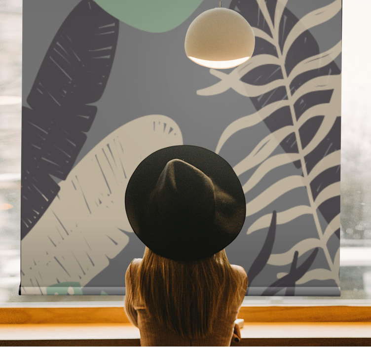 Cortina roller flores patrón de vegetación tropical - TenVinilo