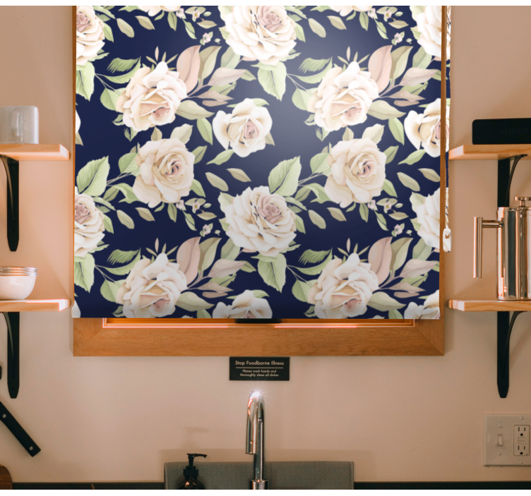 Cortina roller flores patrón floral de rosas - TenVinilo