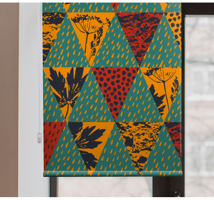 Cortina roller moderno patrón floral geométrico - TenVinilo