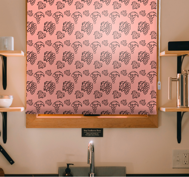 Cortina roller frutas patrón de uvas y hojas - TenVinilo