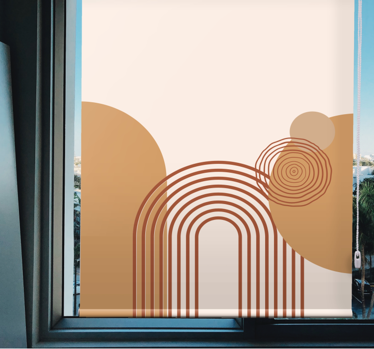 Cortina roller moderno diseño de línea curva en color beige - TenVinilo