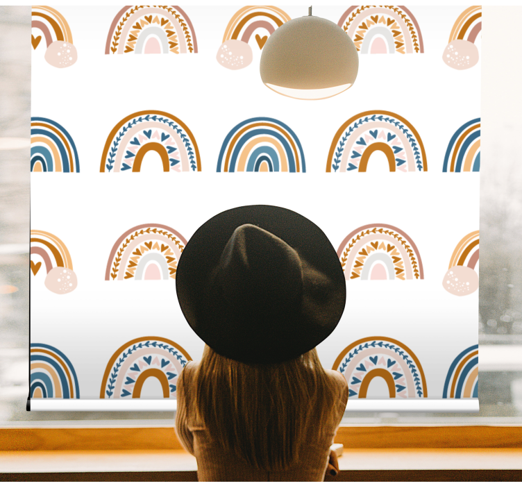 Cortina roller infantil motivos nórdicos de arcoíris - TenVinilo