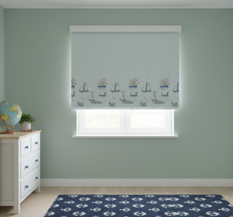 Cortina roller nórdico barcos de vela azul océano - TenVinilo