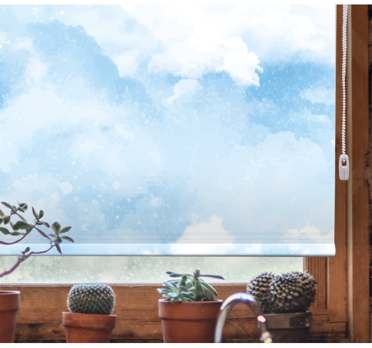 Cortina roller nubes diseño azul suave - TenVinilo