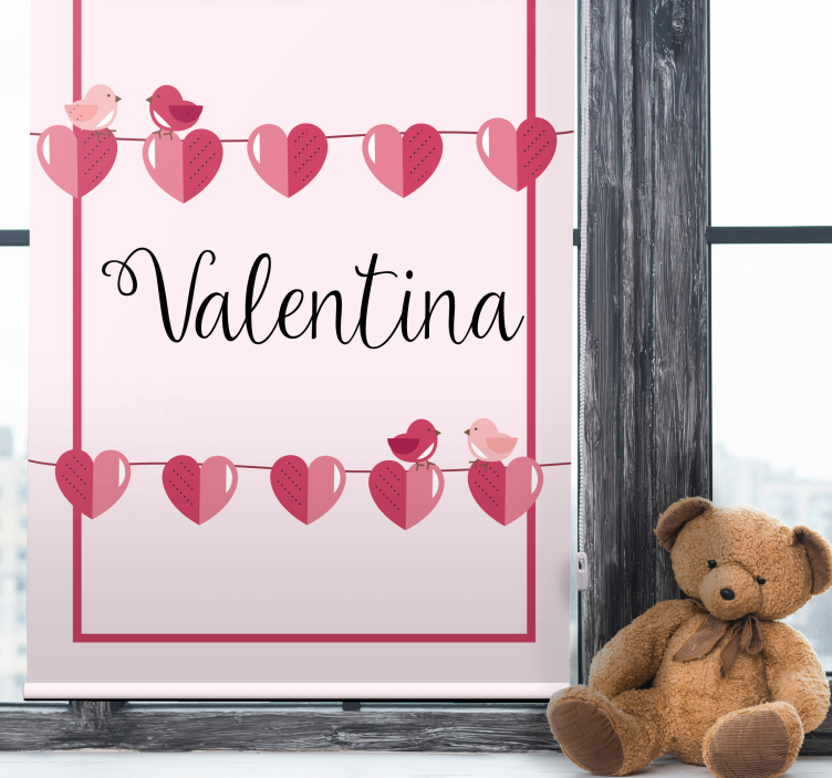 Cortina roller juvenil corazones de amor y nombre - TenVinilo