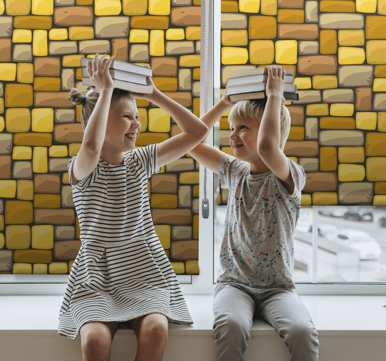 Cortina roller textura mosaico amarillo rectangular - TenVinilo