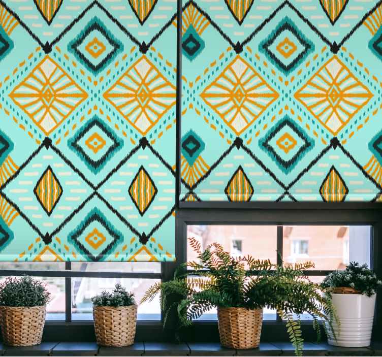 Cortina roller living comedor motivo geométrico de diamantes - TenVinilo