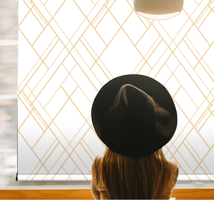 Cortina roller elegante líneas geométricas doradas - TenVinilo