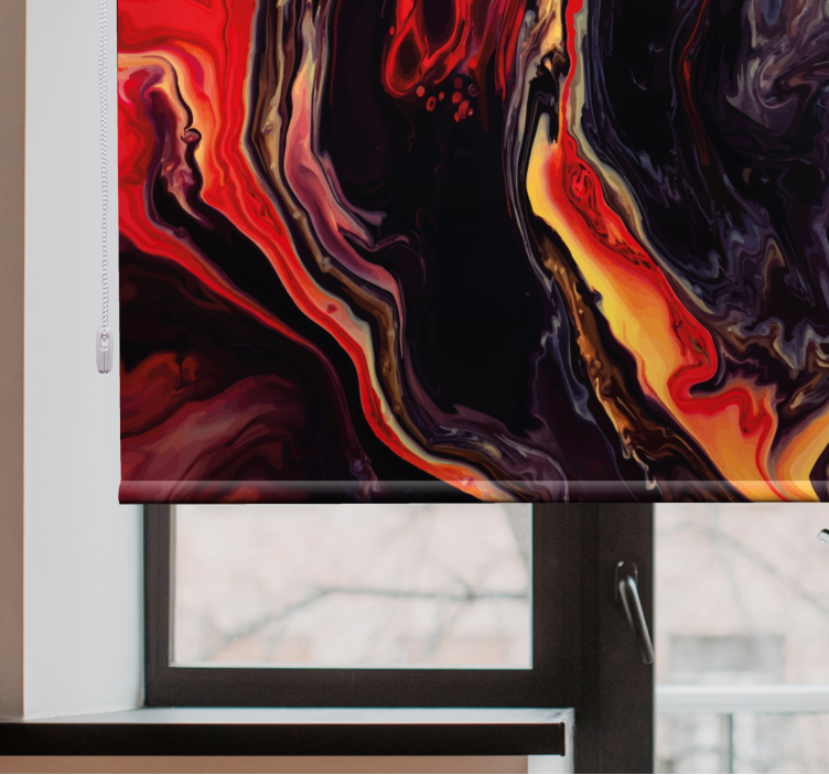 Cortina roller textura remolinos rojos y negros - TenVinilo