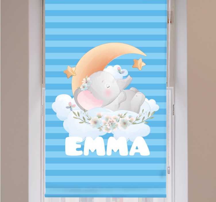 Estor enrollable azul personalizado elefante durmiendo - TenVinilo